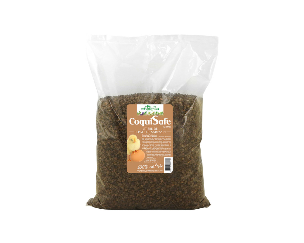 Coquisafe 7,5 litres • litière cosses de sarrasin pour pondoirs et poulaillers