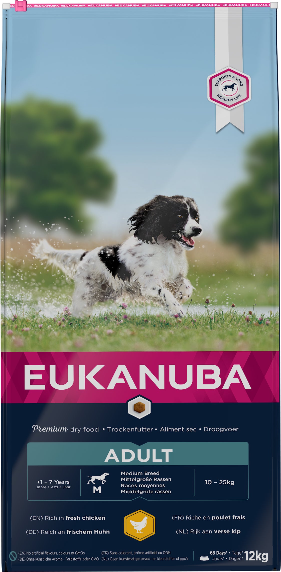 Eukanuba hondenvoer adult middel kip 12 kg