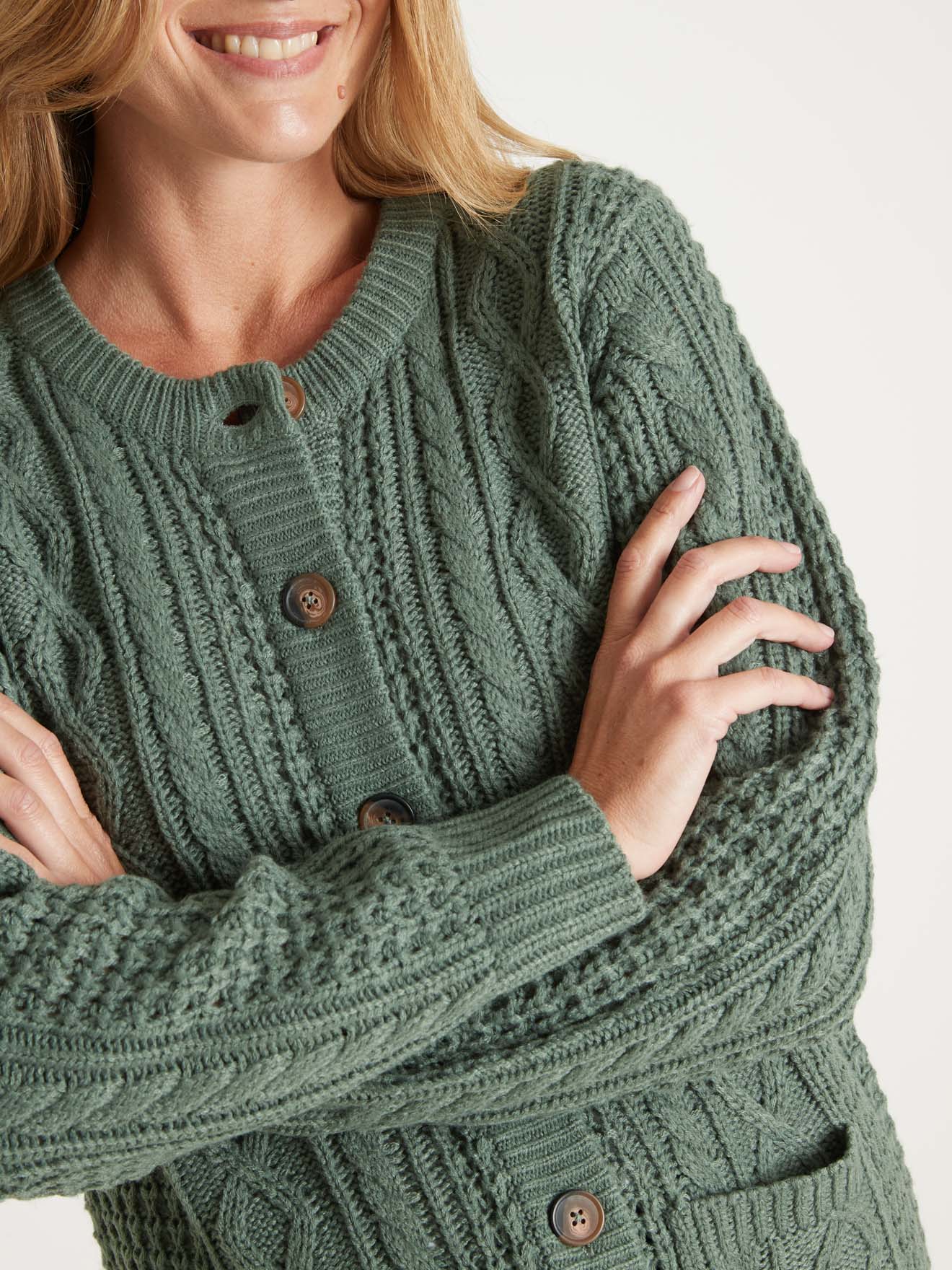 Cardigan torsadé col rond