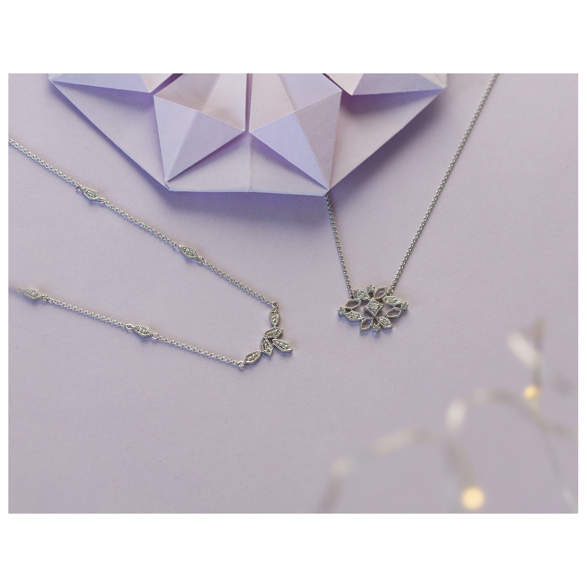 Collier or blanc 375 zirconia 43 cm