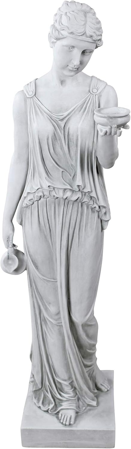 Design Toscano Hebe, die Göttin der Jugend griechische Gartenstatue, Polyresin, antikes steingrau, groß 81 cm