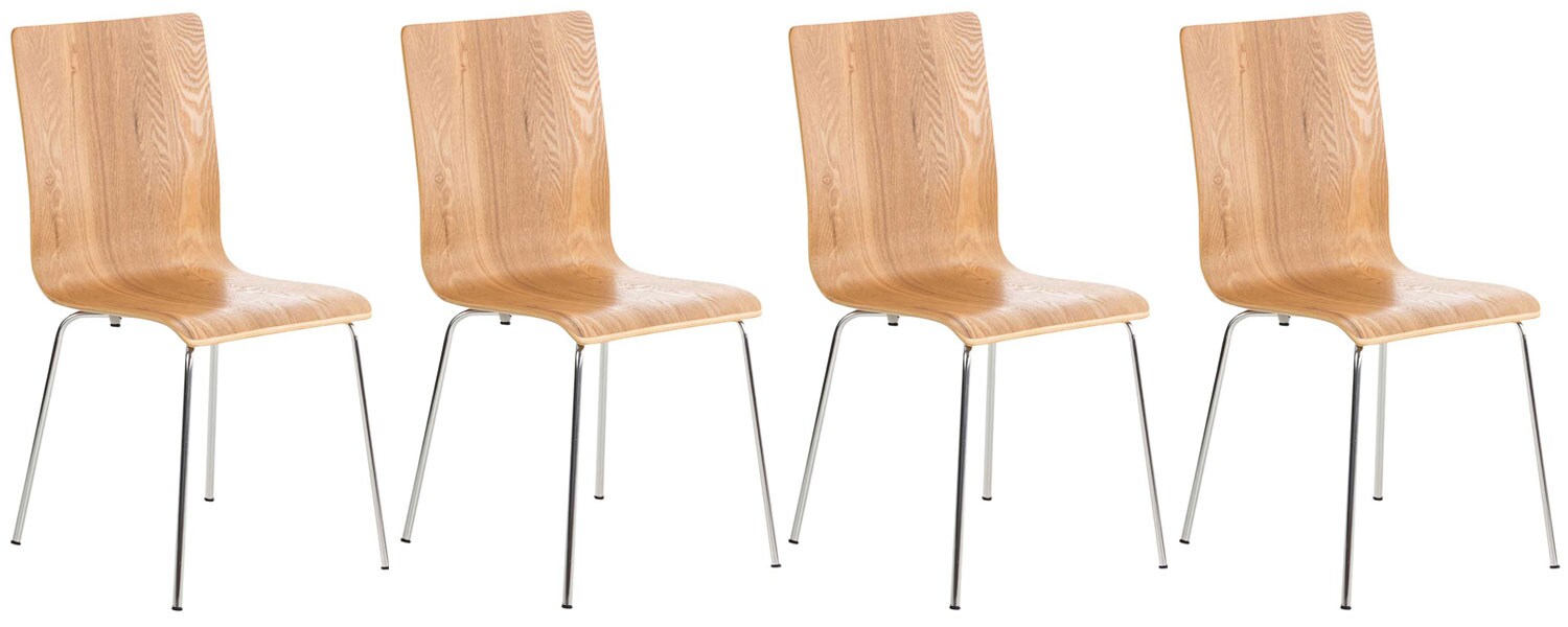 CLP 4er-SetWartezimmerstuhl PEPE mit ergonomisch geformten Holzsitz und Metallgestell I 4x Konferenzstuhl | In verschiedenen Farben erhältlich