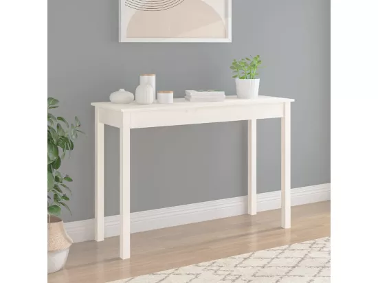 Table console Blanc 110x40x75 cm Bois massif de pin