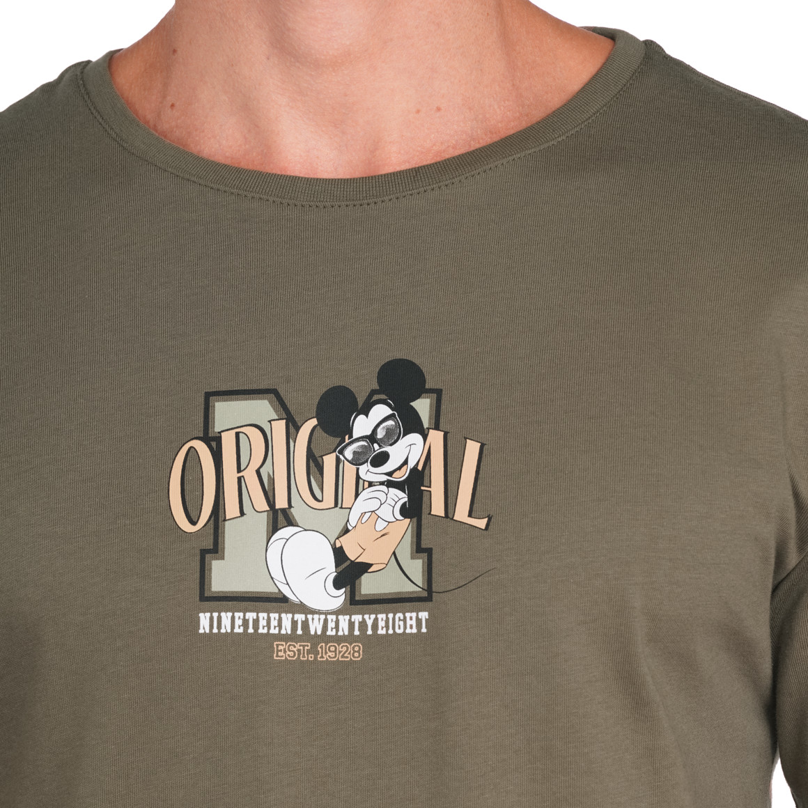 Jonas Nielsen Micky Maus T-Shirt mit Rücken-Print oliv