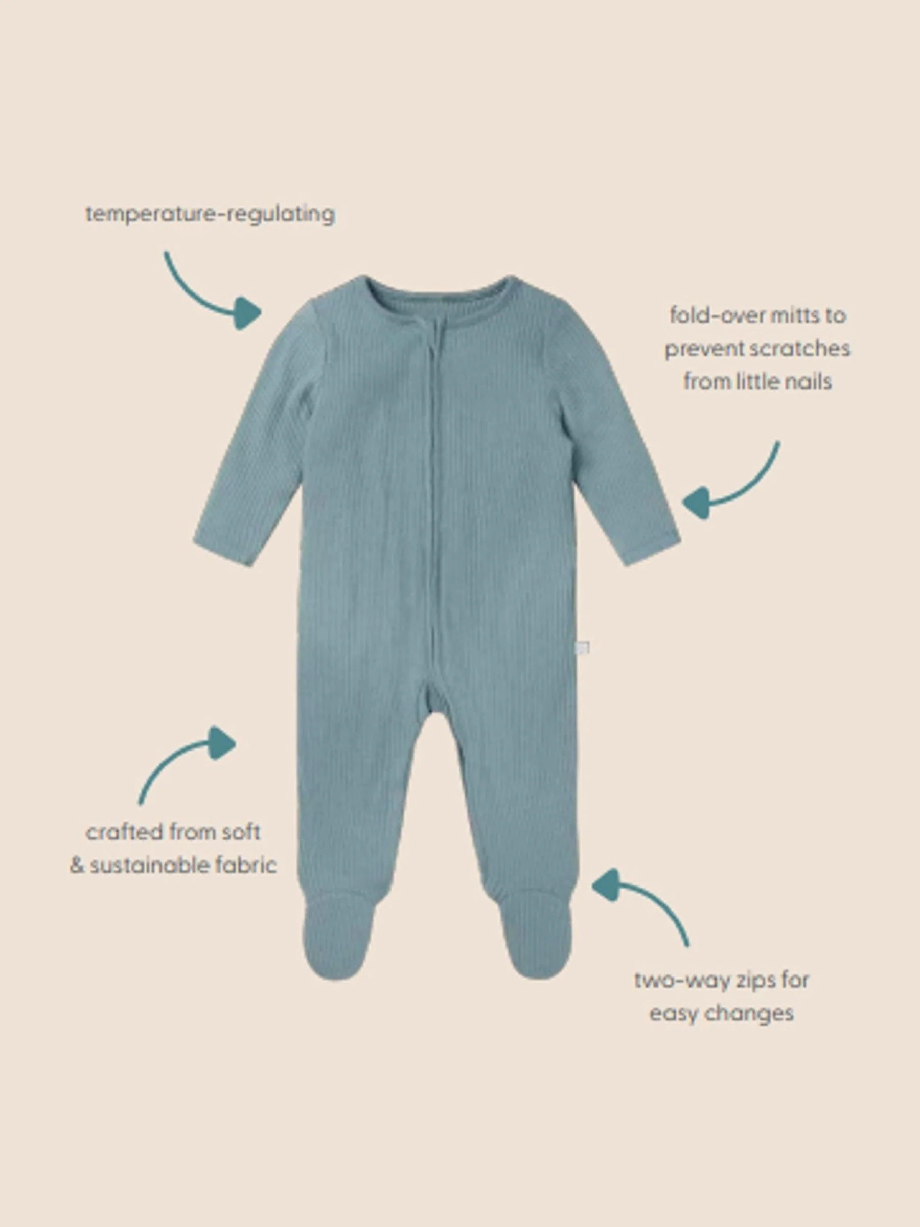 Grijze streep - MORI 2 Way Zip-Up Slimme Pyjama