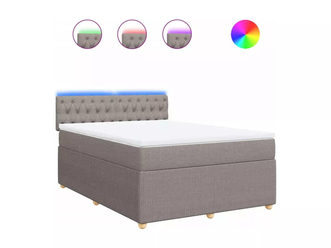 Sommier à lattes de lit avec matelas Taupe 140x190 cm Tissu