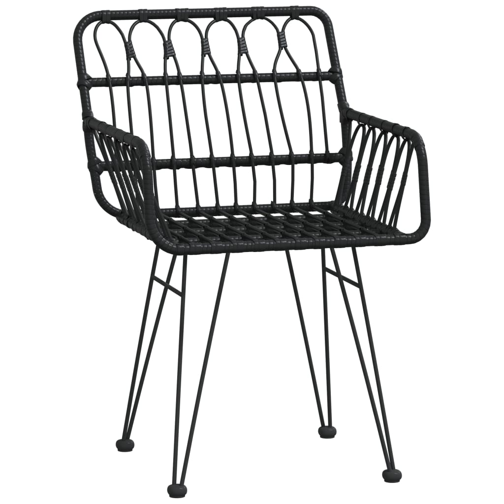 Mobilier à dîner de jardin 5 pièces noir résine tressée