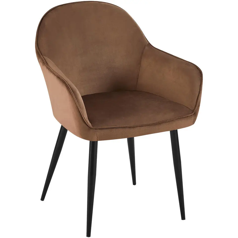CLP Eetkamerstoel Boise mat zwart Frame - Fluweel - bruin