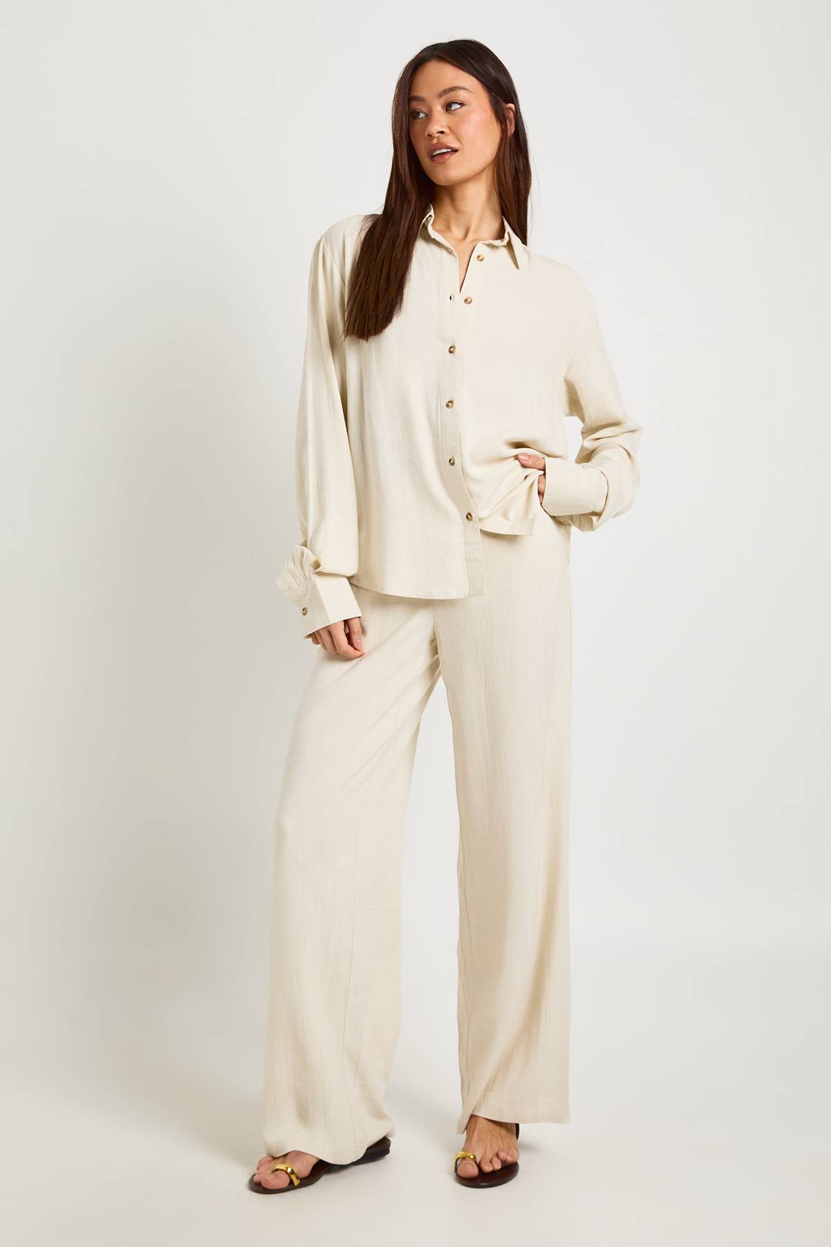 boohoo Chemise Oversize Grande Taille En Lin Premium