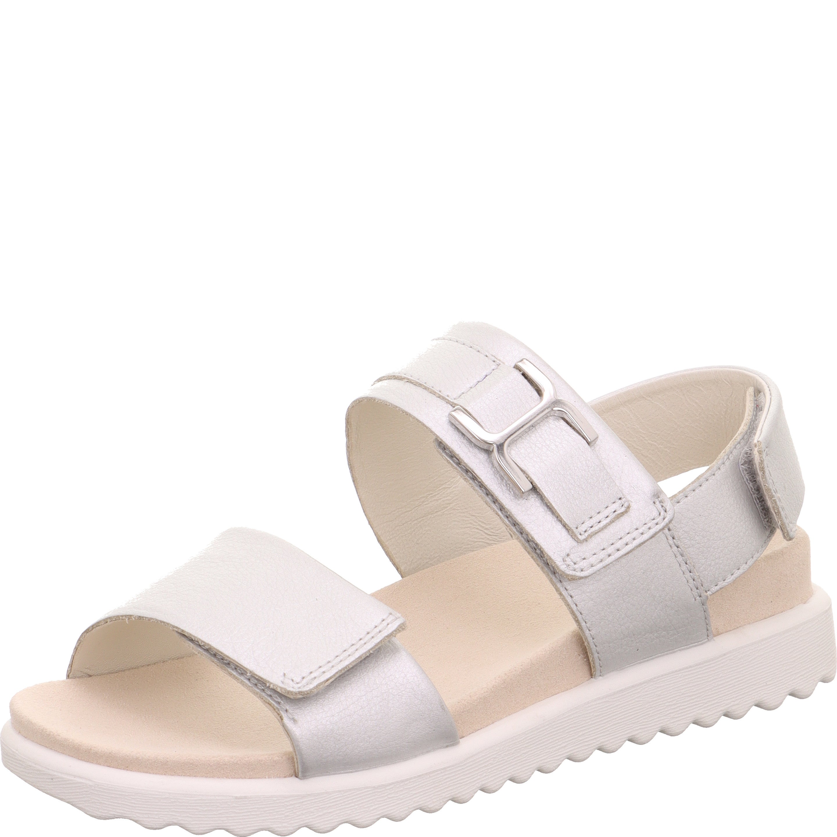 legero MOVE Damen  Sandale mit Klettverschluss - Farbe: Metallic Silber - Größe: 40