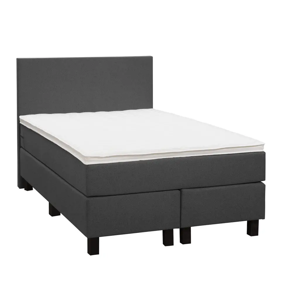 Boxspring Liv egaal - antraciet - 120x200 cm - vierkante poot