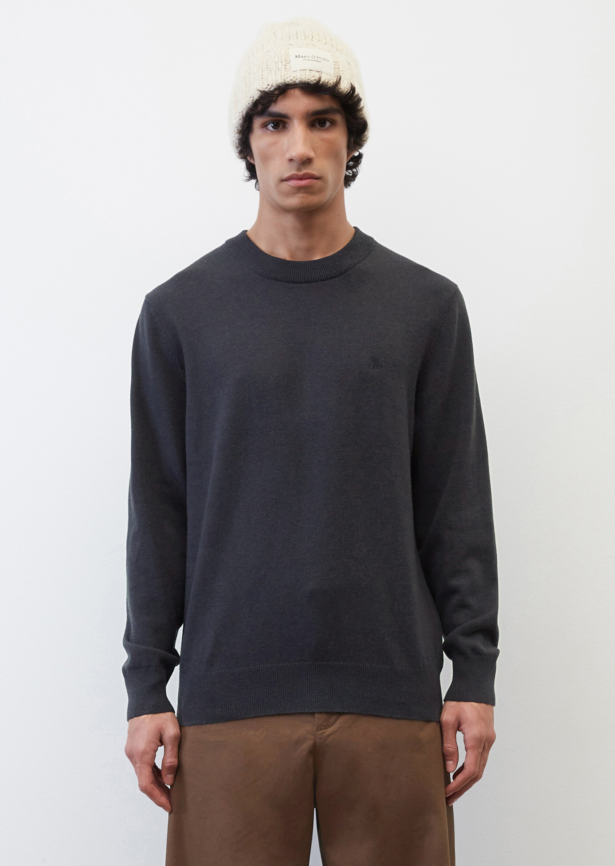 Rundhals-Pullover regular aus softem Bauwolle-Schurwolle-Mix