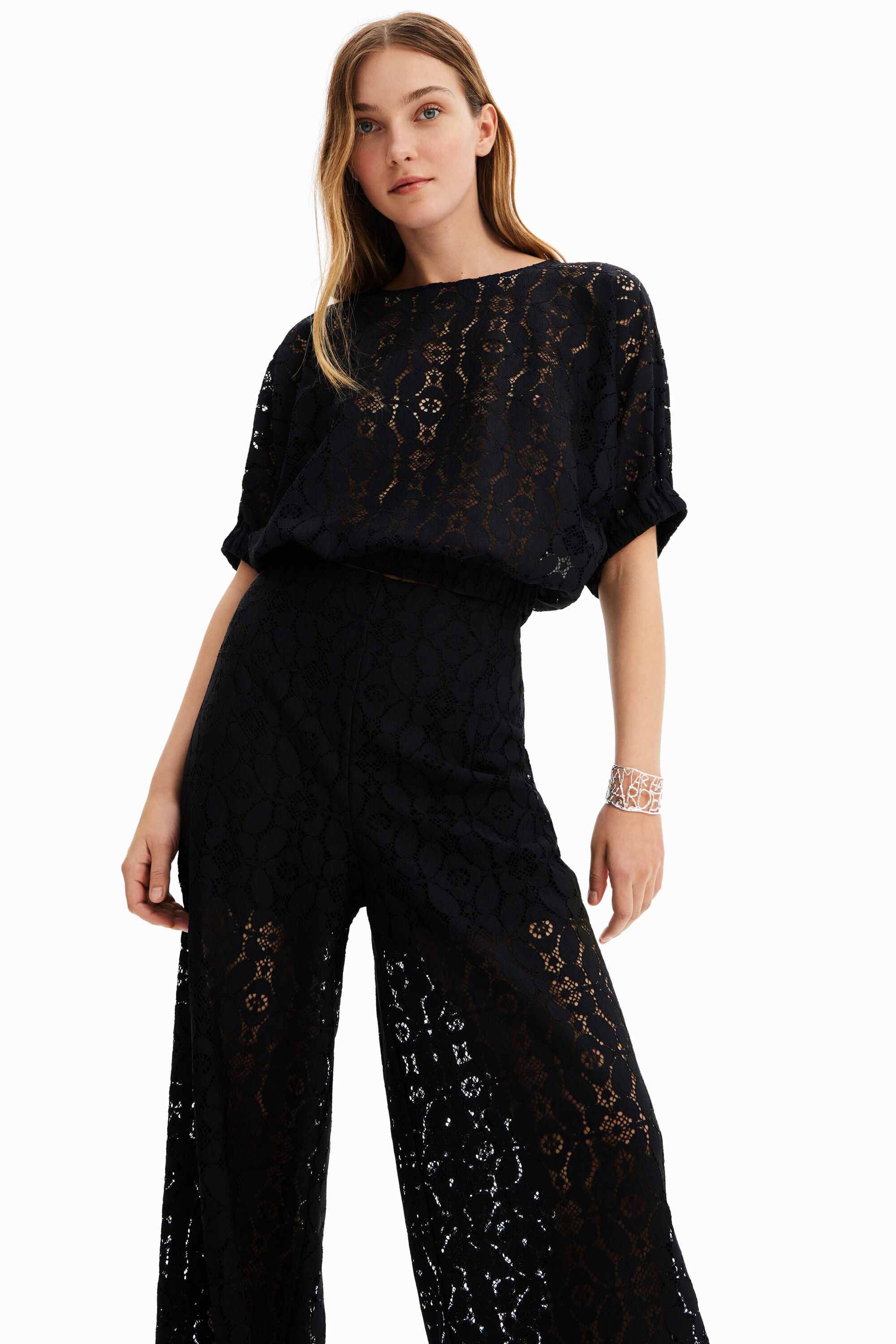 Pantalon dentelle transparences