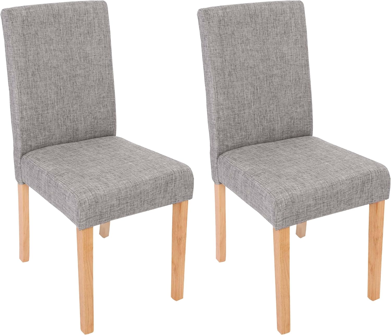 Mendler 2er-Set Esszimmerstuhl Stuhl Küchenstuhl Littau - Textil, grau, helle Beine