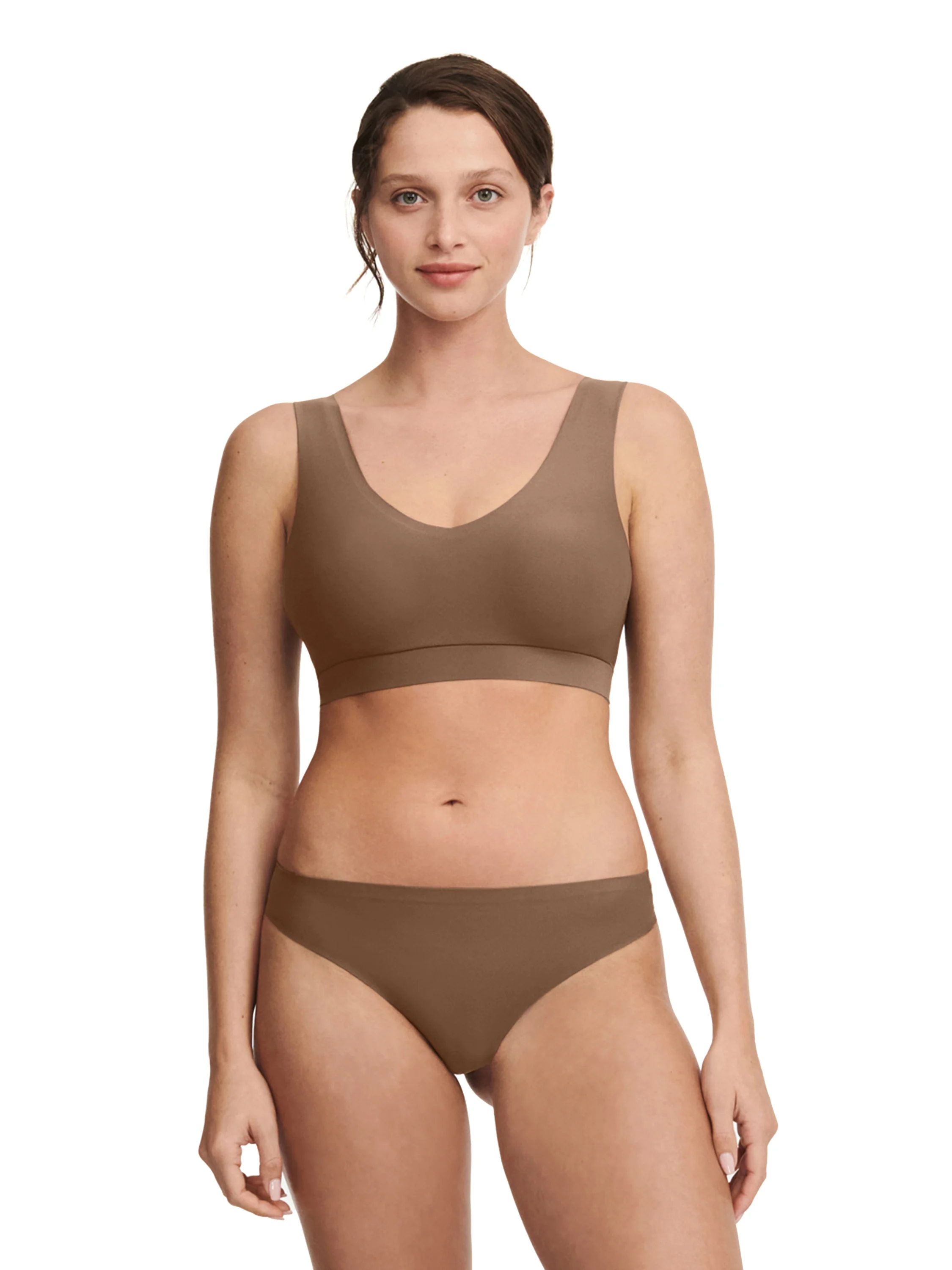 SOFTSTRETCH - Brassière coques v neck | Marron