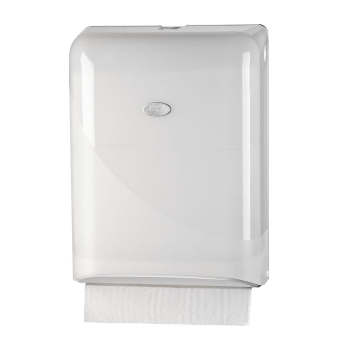 Vouw handdoekdispenser 431101 Pearl White voor papieren z-vouw en interfolded handdoekjes kunststof (431101)
