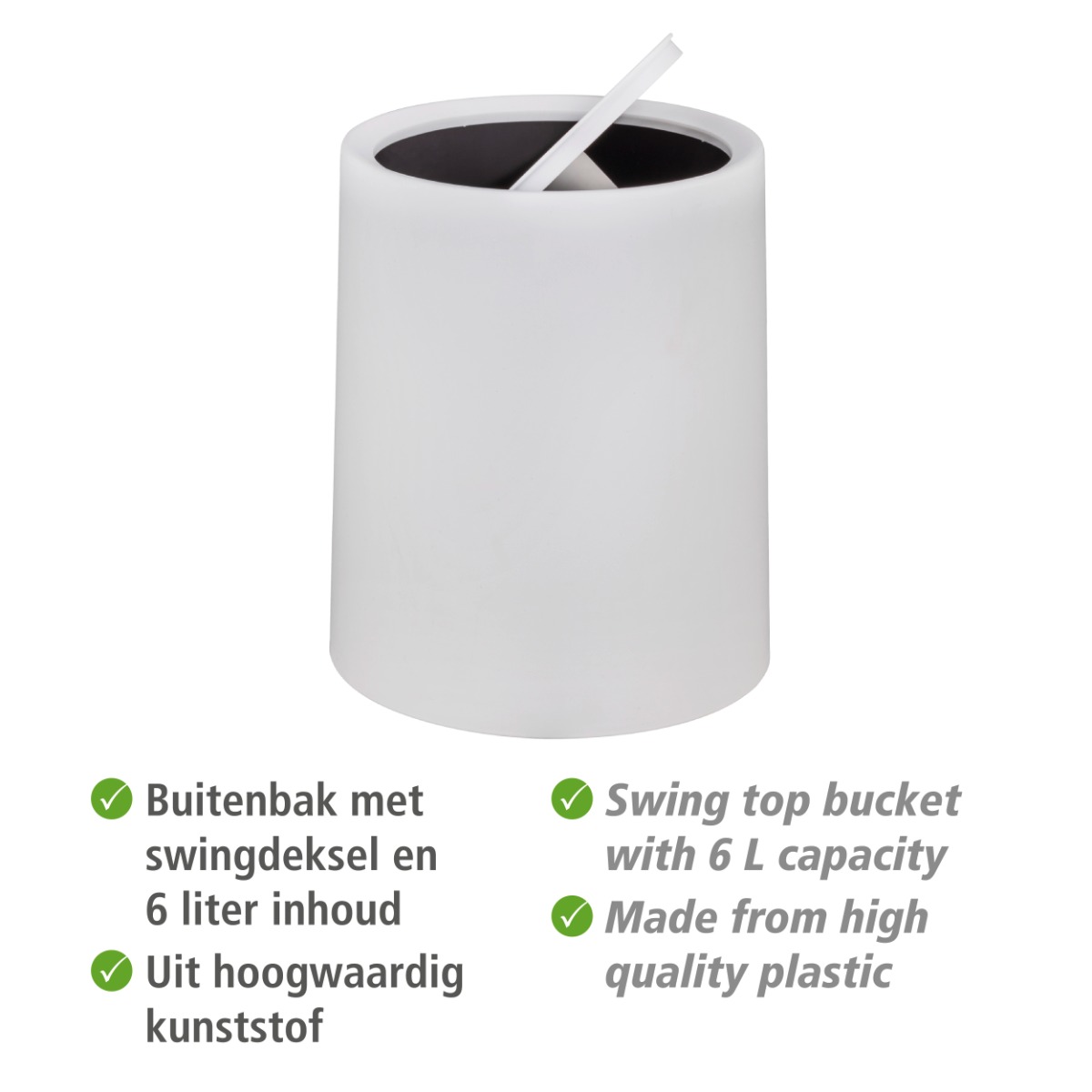 Wenko Atri prullenbak 6 liter wit