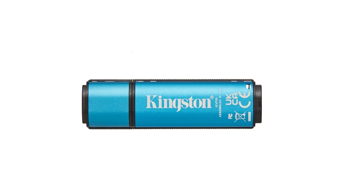 KingstonIronKey Vault Privacy 50 128 GB usb-stick  (Lichtblauw/zwart, USB-A 3.2 Gen 1 (5 Gbit/s))
