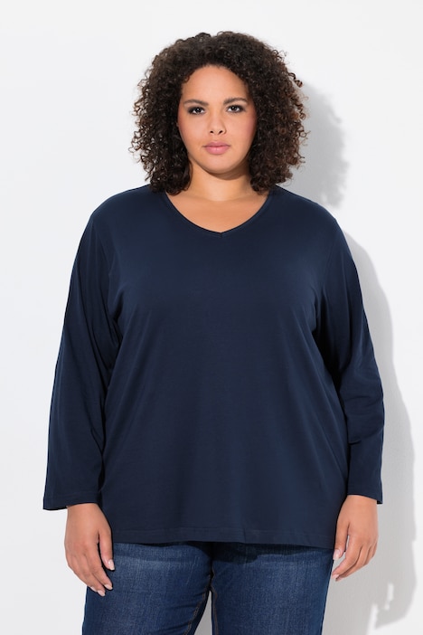 Shirt, V-Ausschnitt, Relaxed, Langarm