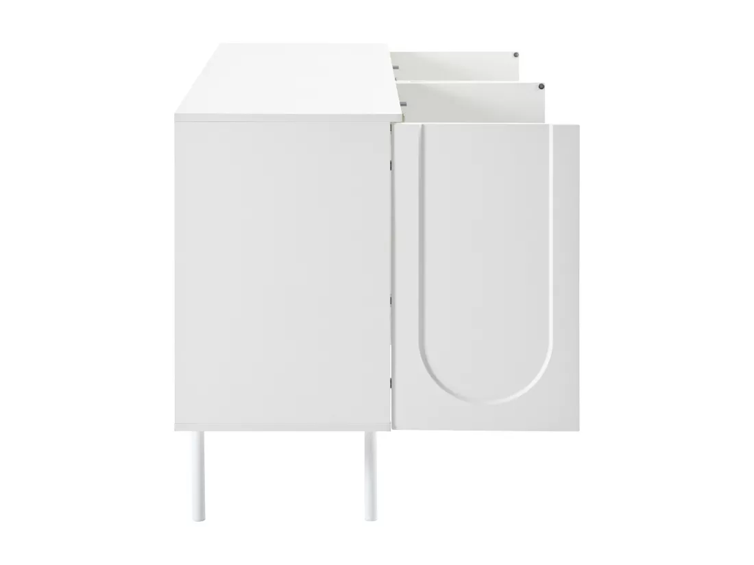 Buffet moderne avec étagères réglables - portes à motif d'arc - MDF - Blanc