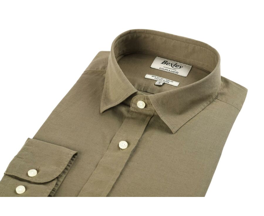 Chemise coton lin taupe unie - SILBERT