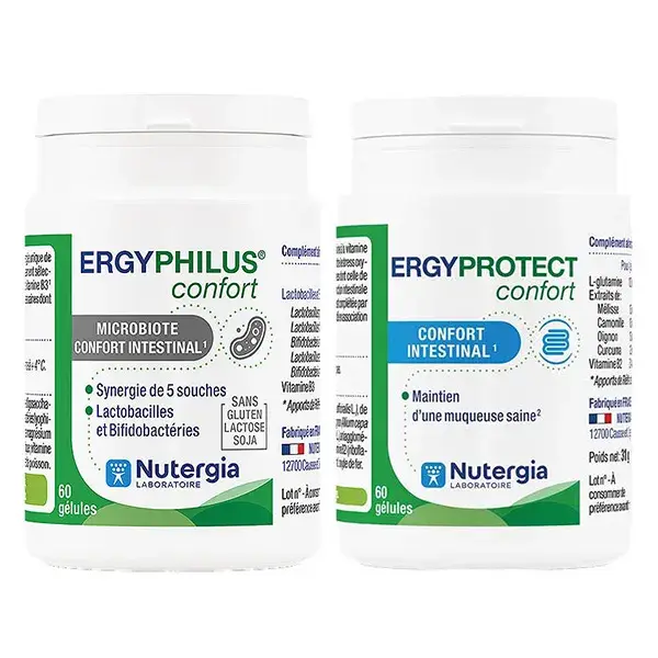 Tratamento Nutergia para Conforto Intestinal - 2 meses - Ergyphilus comfort + Ergyphilus protect