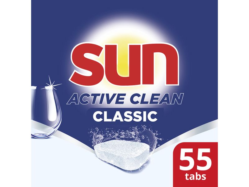 SUN Maschinenspülmittel Classic Active Clean Regular 55 Tab Geschirrspülmittel für sauberes und glänzendes Geschirr