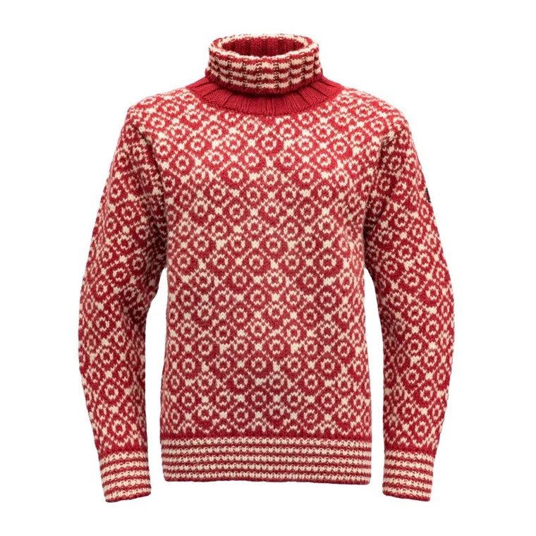 Devold Svalbard High Neck Sweater Hindberry/Offwhite