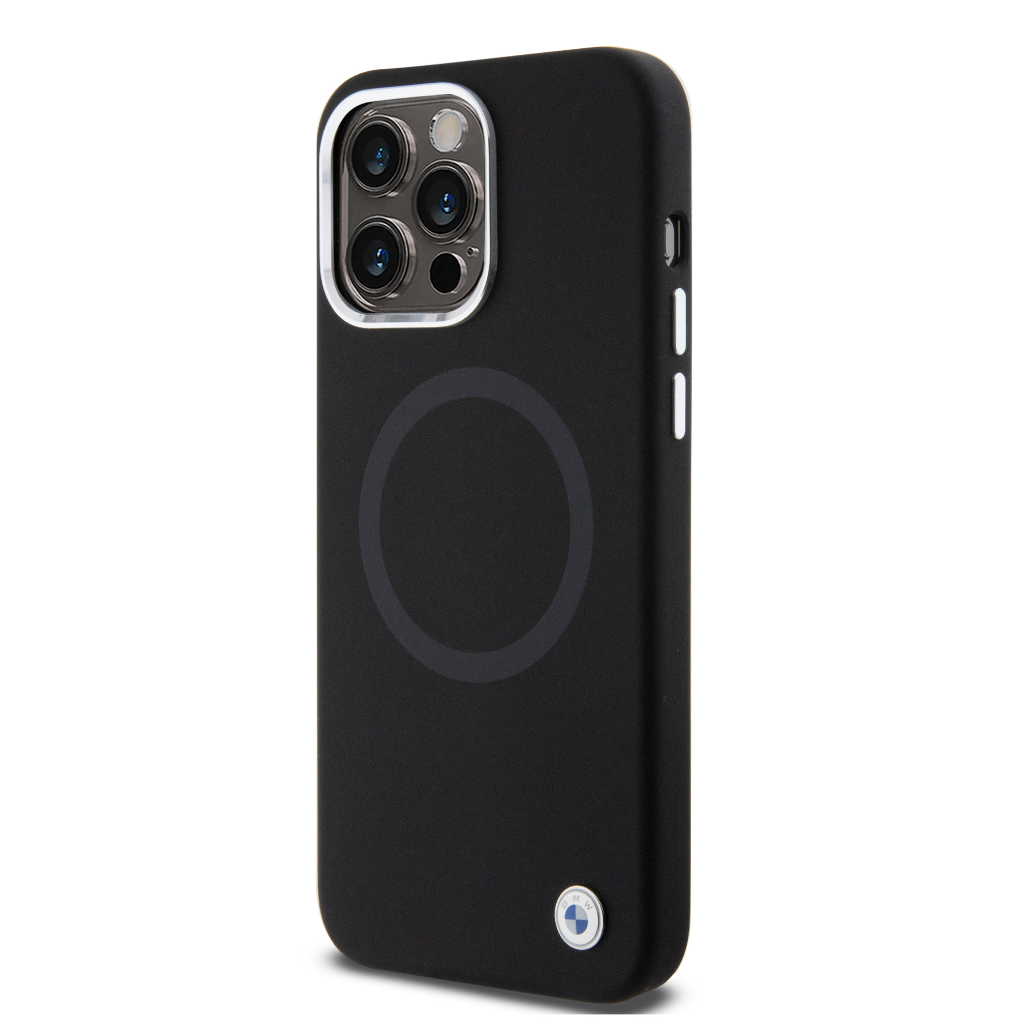 iPhone 15 Pro Max MagSafe Silikon Hardcase Hülle Metall Logo (BMHMP15XSILBK2) - Schwarz