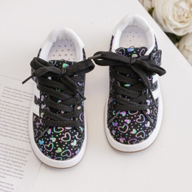 My heart sneakers - black (met klittenband)