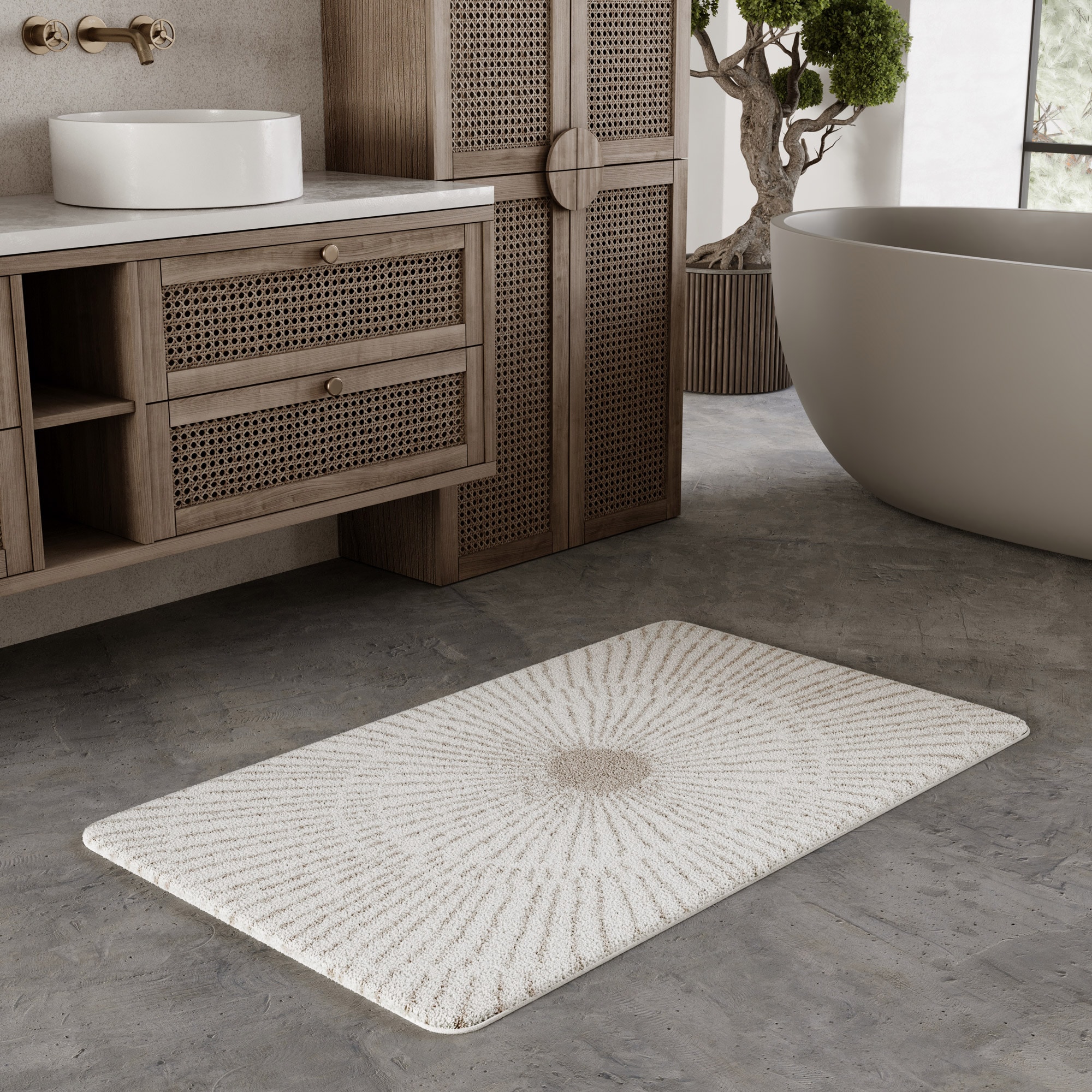 Wecon home Basics Badematte »Jasbeer« Höhe 15 mm waschbar, rutschfest, strapazierfähig, pflegeleicht mit Linien Design