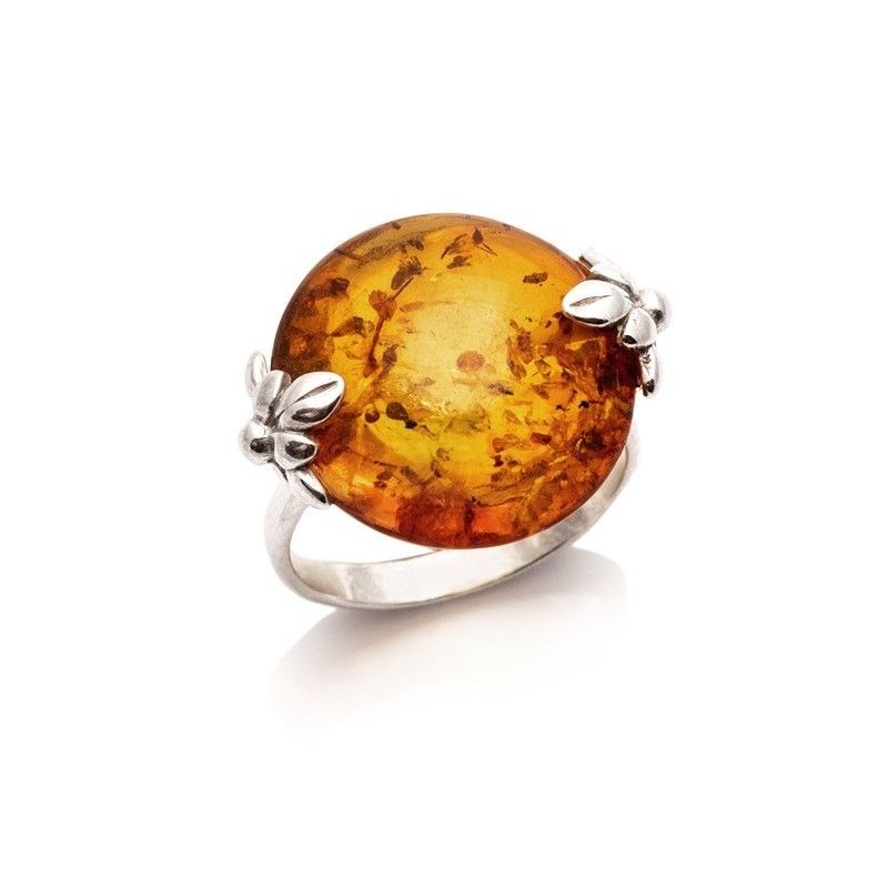 Bague argent 925 Ambre veritable de la mer Baltique