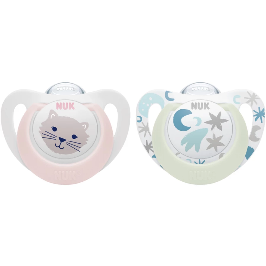 NUK Schnuller Star Day & Night , Gr. 1 in rosahellblau