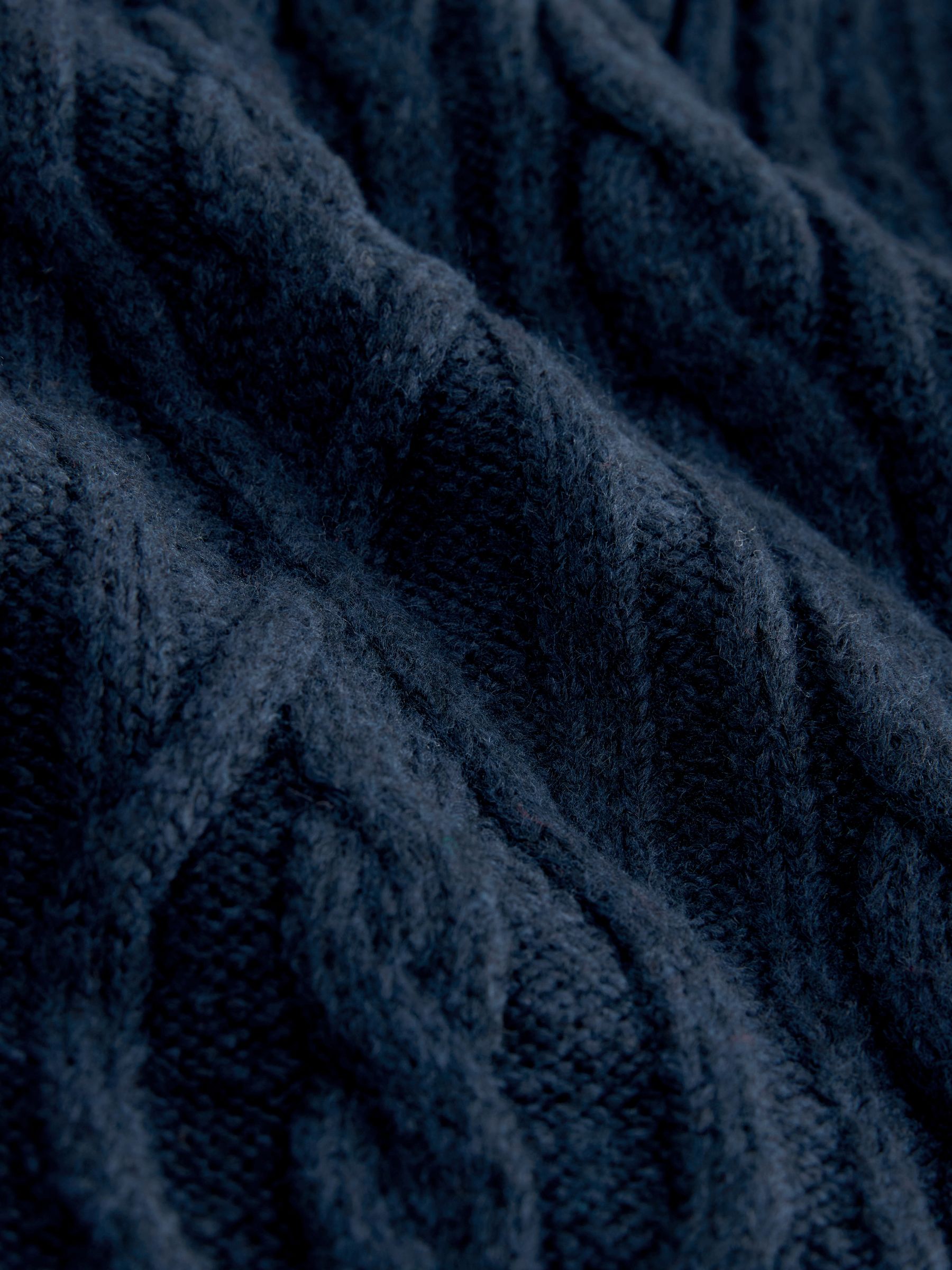Marineblauw - Kabelponcho met rolkraag