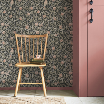 Vliesbehang William Morris at Home Bird & Pomegranate Antraciet (dessin 124258)