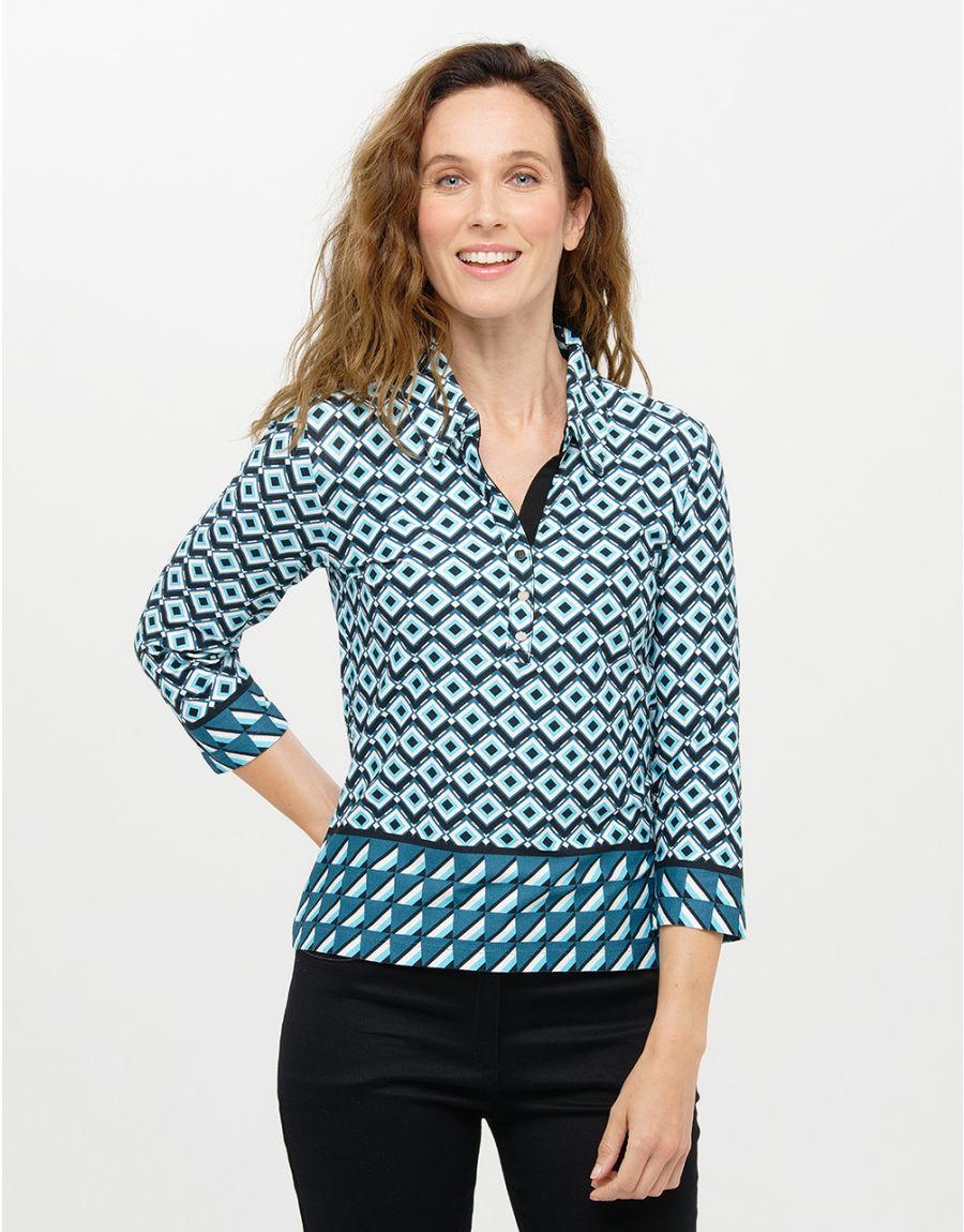 T-shirt col chemise bleu