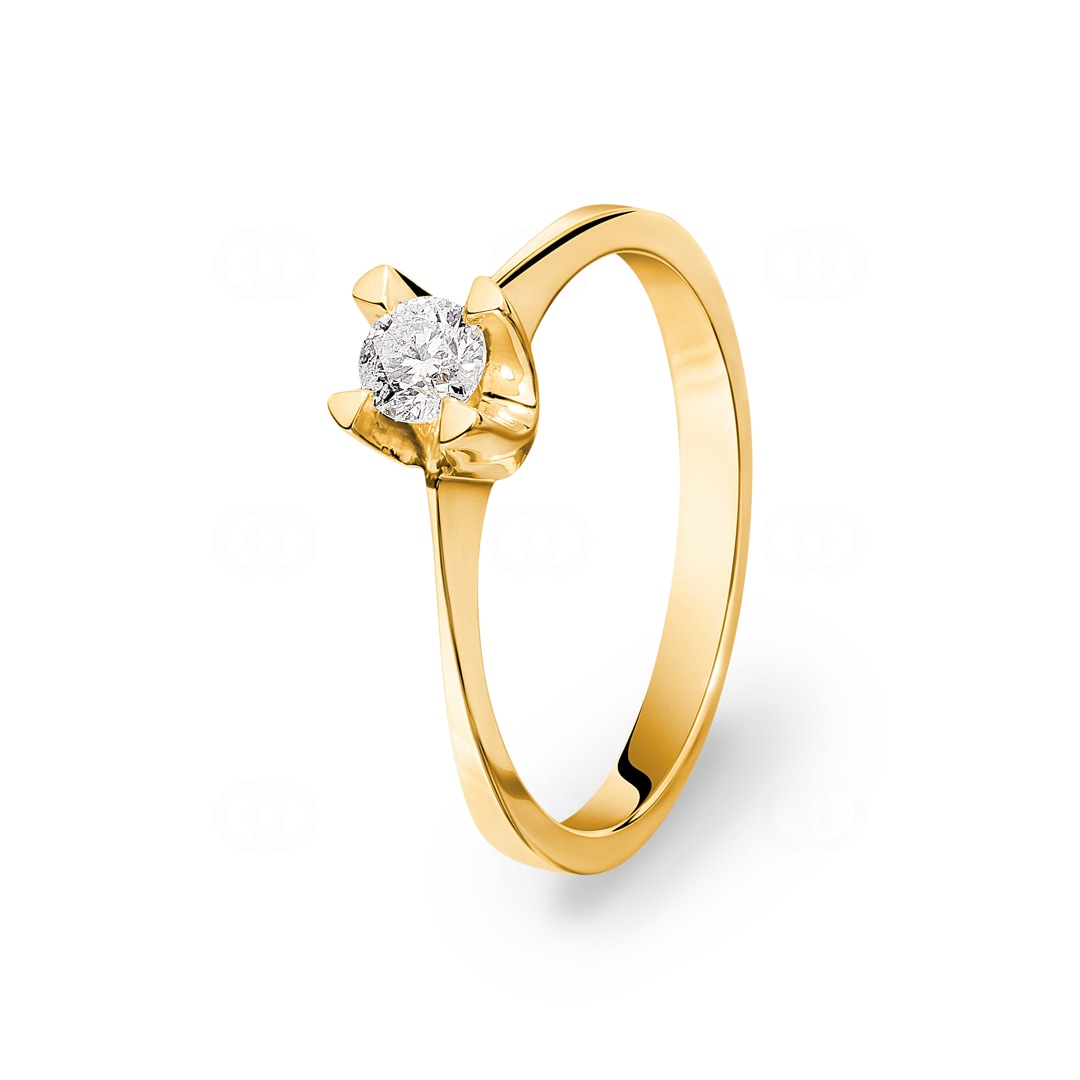 Verlobungsring 750/18 K Gelbgold mit Diamant 0.24 ct H/si