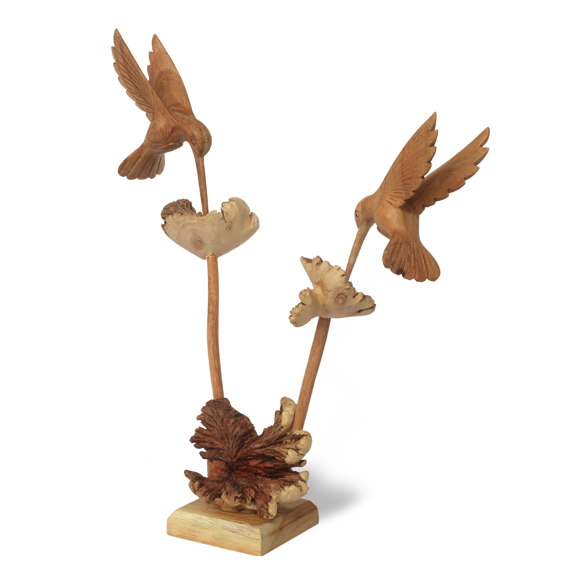 Holzskulptur 'Kolibris', natur, B 20-30 cm, H 20-30 cm, T 12 cm von fischer's lagerhaus