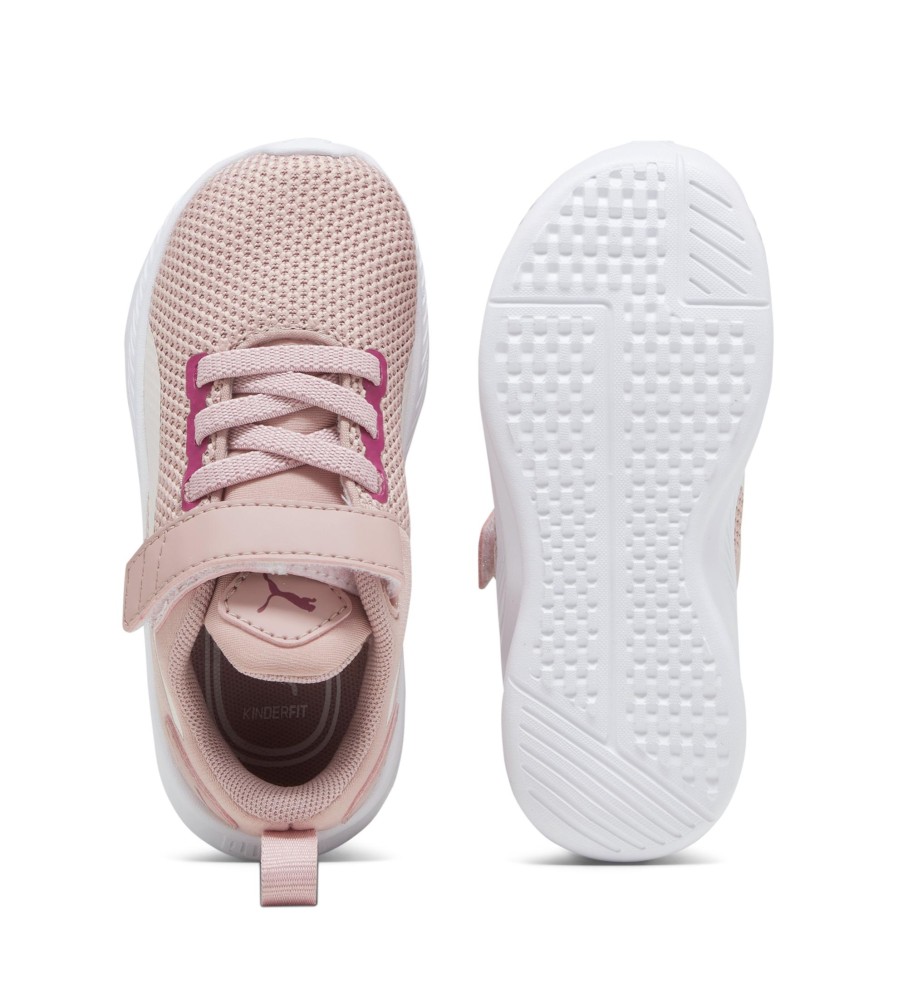 Tênis Puma Flyer Runner V Inf, rosa e branco