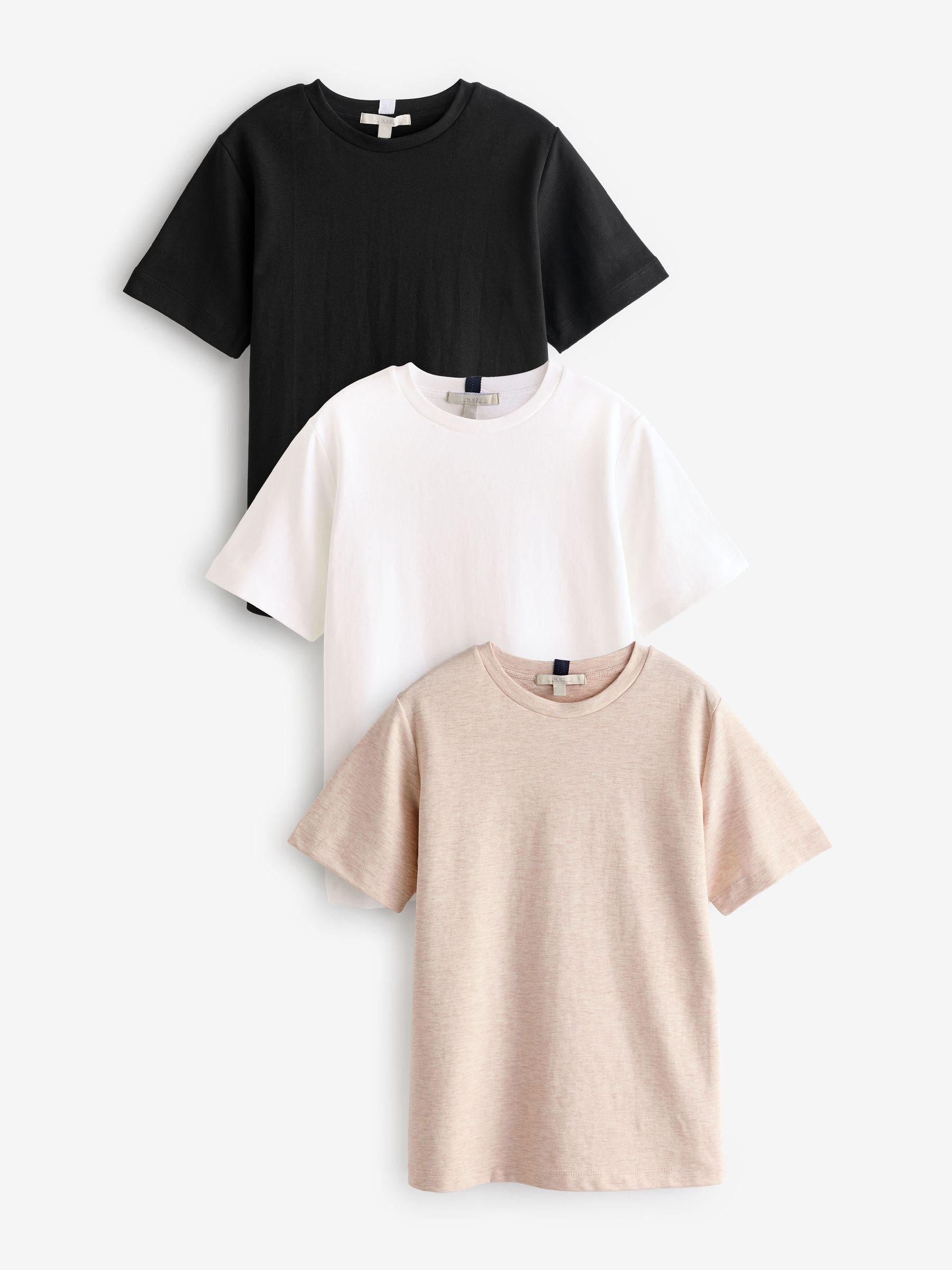 Zwart/wit/nude - Verpakking van 3 basic T-shirts van zware stof