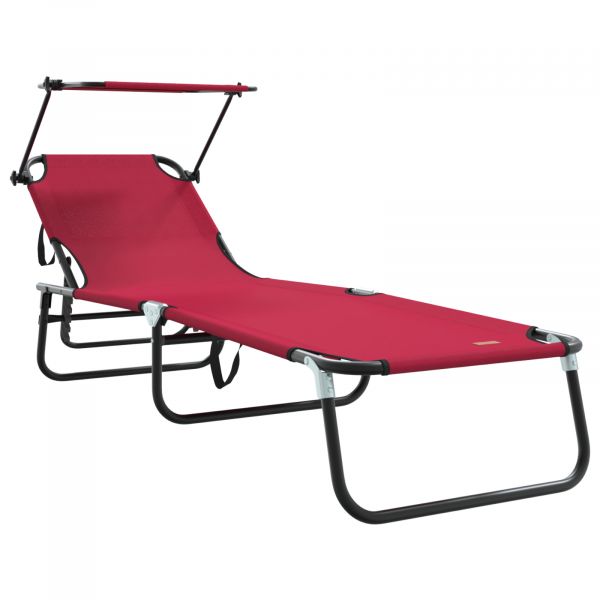 vidaXL Espreguiçadeira Dobrável com Cobertura Vermelha de Tecido Oxford 600D - 1095912647
