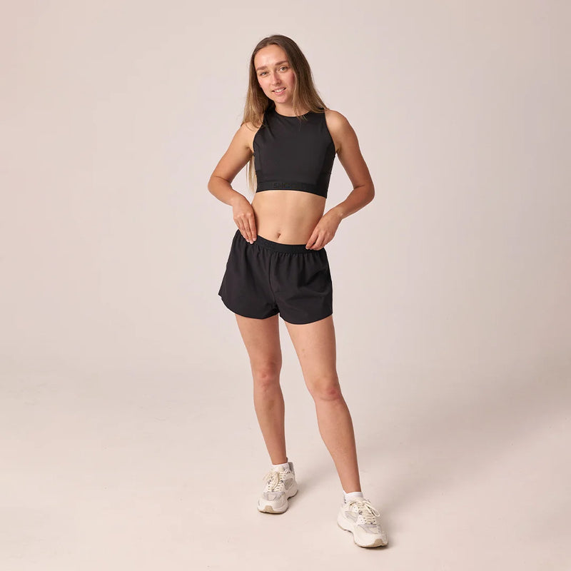 Kurze Laufshorts Damen Schwarz