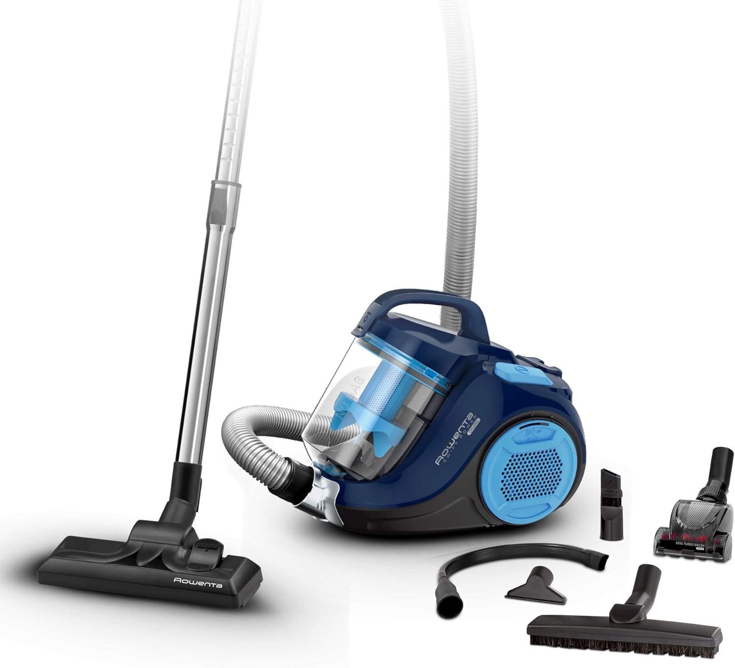 Rowenta Swift Power Cyclonic Staubsauger ohne Beutel, 900 Watt, saugstark, 1,2 L Staubbehälter, hohe Filtration, große Flächenabdeckung, beutelloser Staubsauger mit Kabel, blau, RO2981EA