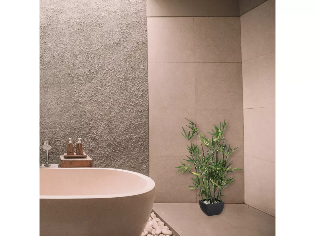 Bambou artificiel en pot l.43 x p.34 x h 70, vert