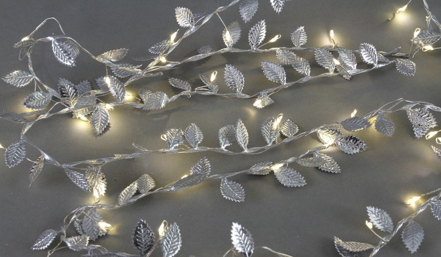 Lichterkette 'Leaves' silber 2 m, batteriebetrieben von fischer's lagerhaus