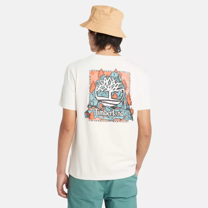 T-shirt à motif dans le dos pour homme en blanc