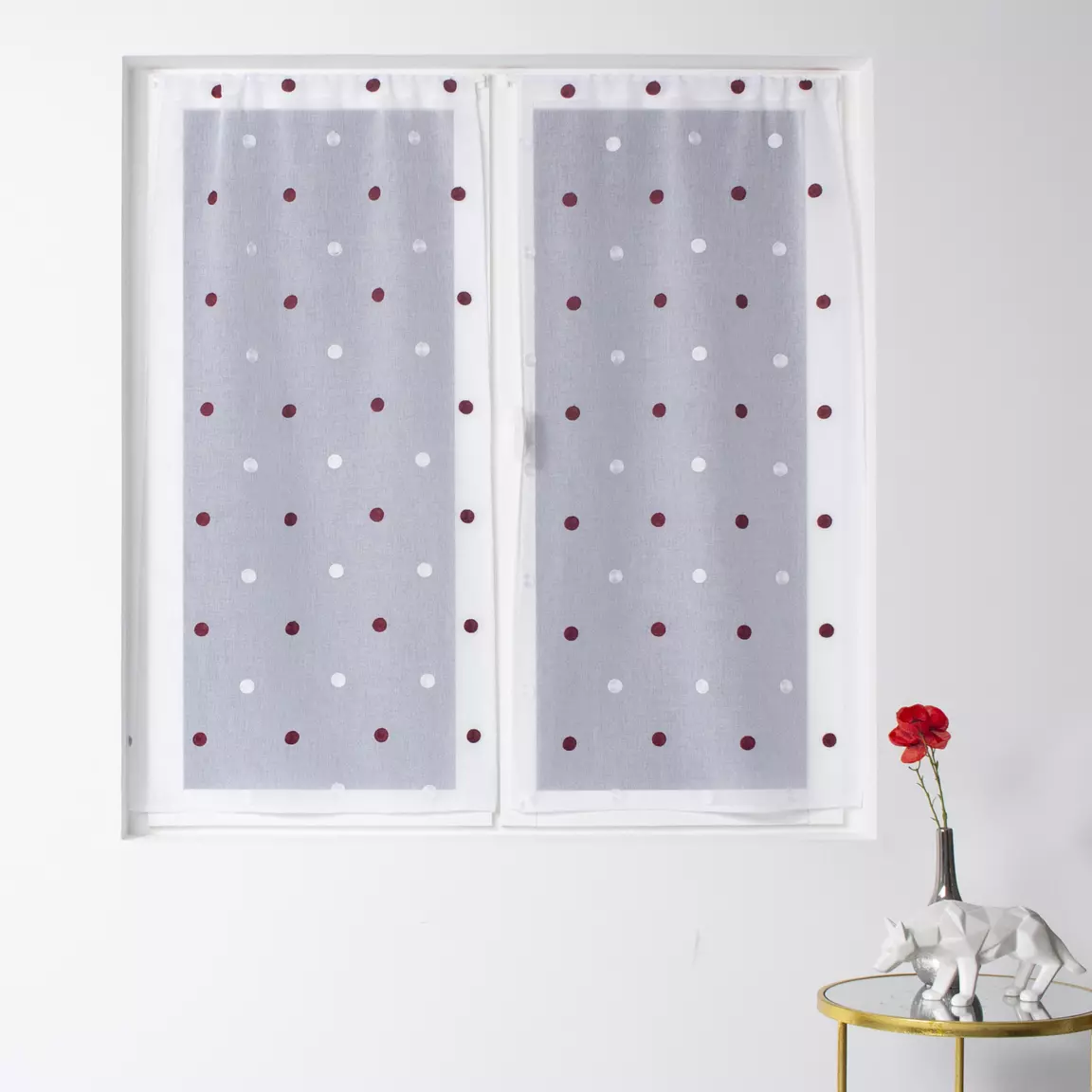 Paire de voilages passe-tringle (60 x 160 cm) Pointia Bordeaux