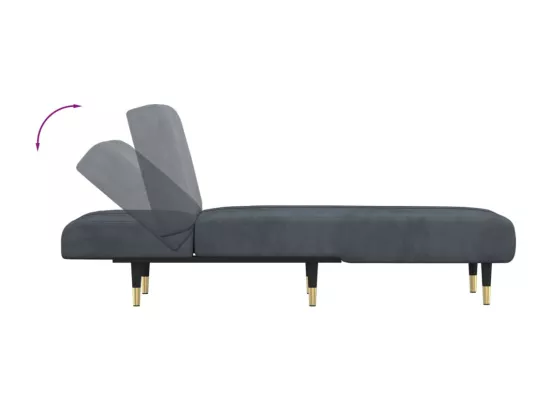 Prolenta Premium - Chaise longue gris foncé velours