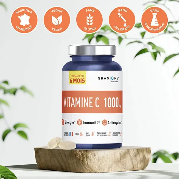 GRANIONS Vitamine C 1000 mg 6 Mois - Energie et Immunité - 180 comprimés