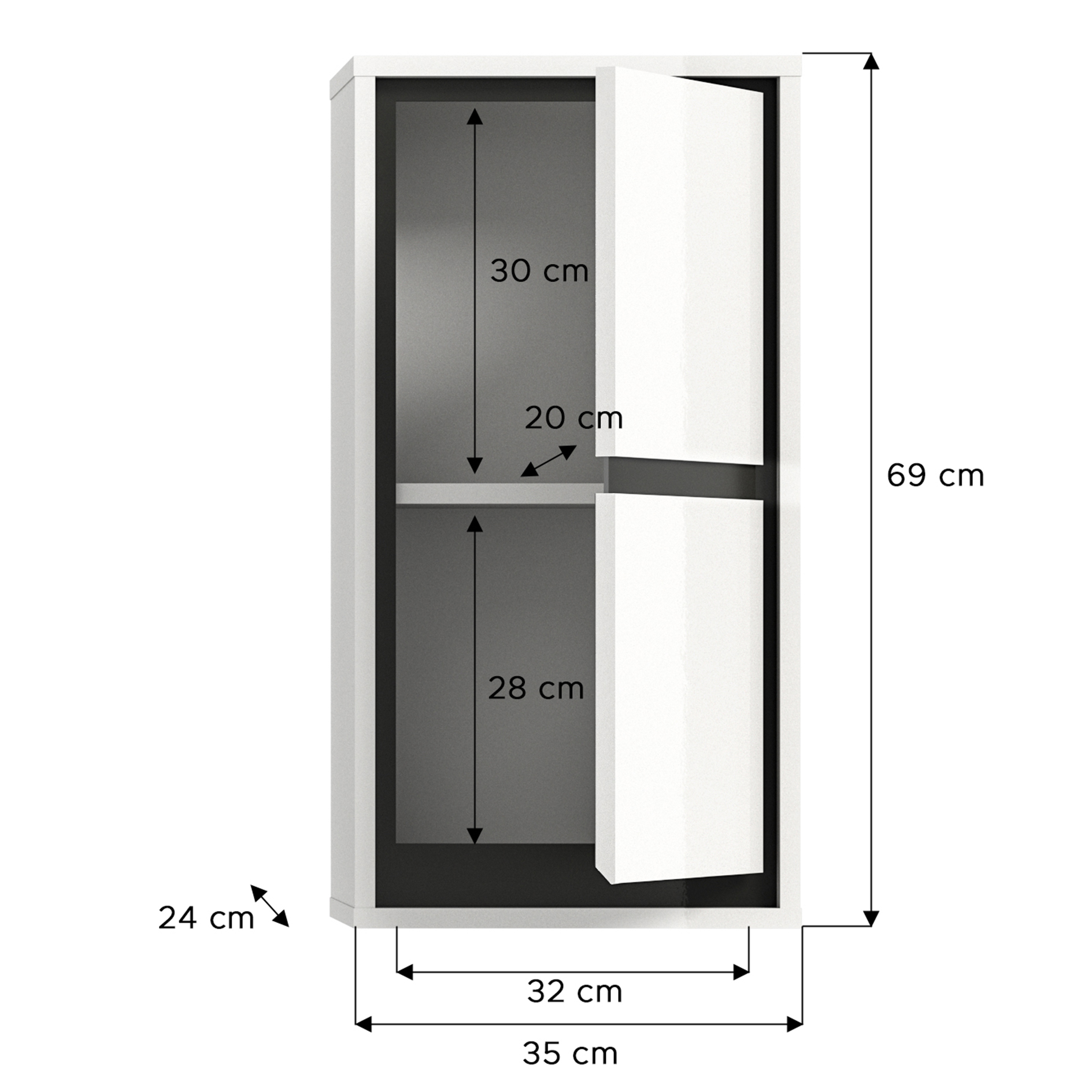 Hängeschrank JARU - weiß Hochglanz - 35 cm breit